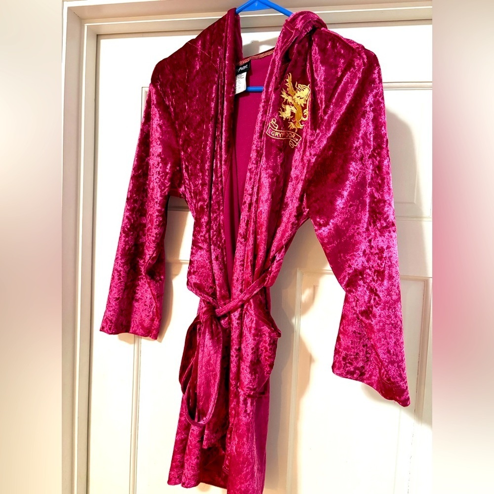 Harry Potter Red Velvet Robe with Gold Lion Crest Gryffindor Pjammy